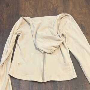 Beige Zip-Up Hoodie